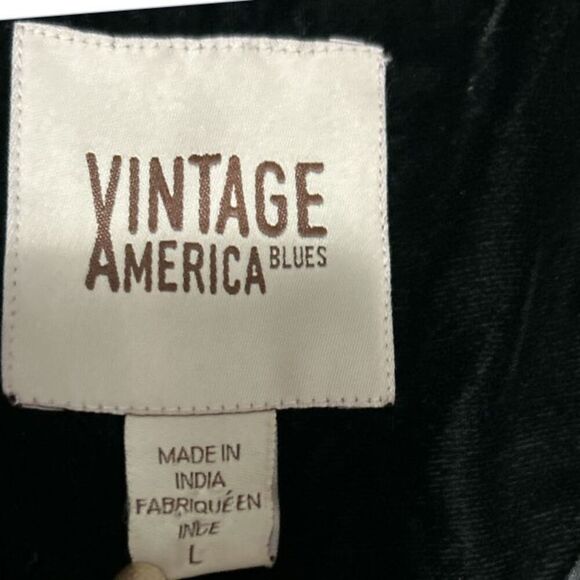 Vintage America Black Velvet Embroidered Jacket Bohemian Style Size L Preowned. - Picture 3 of 9